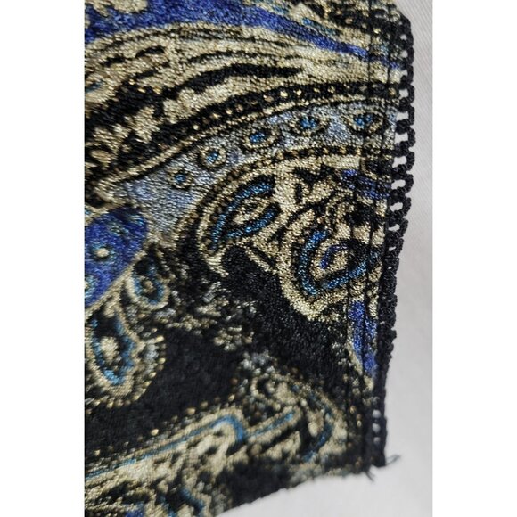 East 5th Blouse Wrap Front Peplum Retro Large metallic Paisley Y2K Hippie classi - Picture 5 of 8